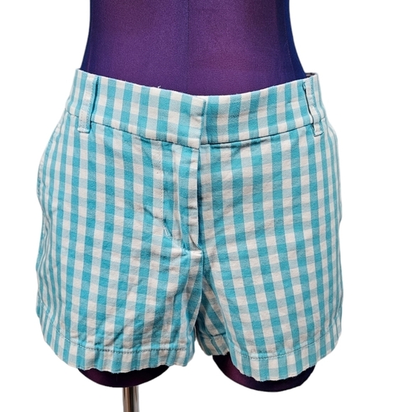 J. Crew Aqua & White Gingham‎ Chino Shorts Size 6 Women's Q35 - Picture 3 of 12
